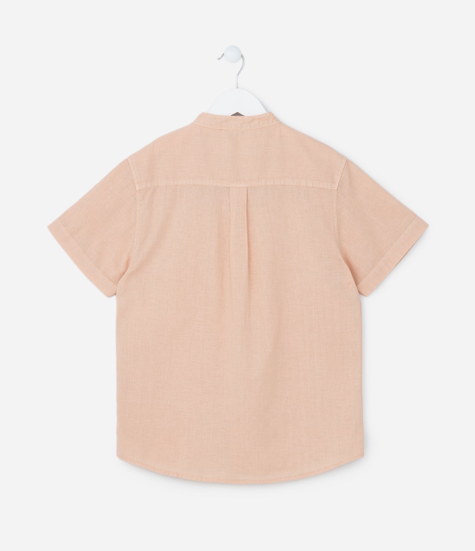 Camisa Infantil em Algodão e Linho com Bolsinho - Tam 5 a 14 anos Laranja 2