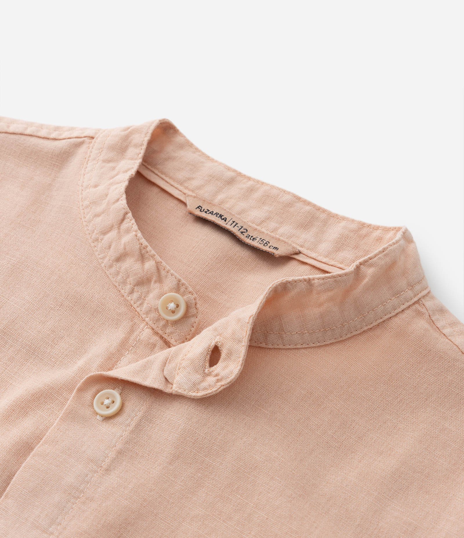 Camisa Infantil em Algodão e Linho com Bolsinho - Tam 5 a 14 anos Laranja 6