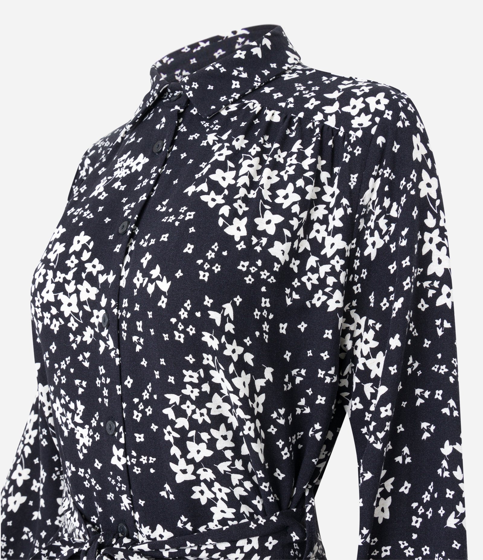 Vestido Chemise Longo em Viscolinho Floral Preto 7