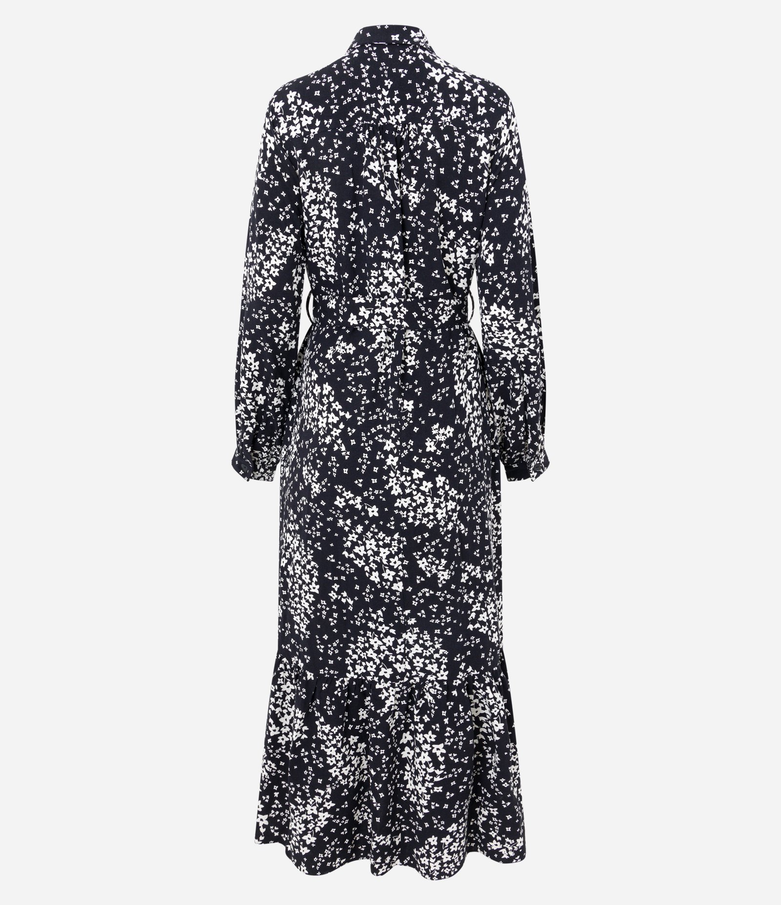 Vestido Chemise Longo em Viscolinho Floral Preto 8