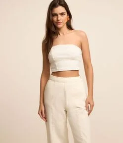 Blusa Tomara que Caia com Textura e Lastex nas Costas