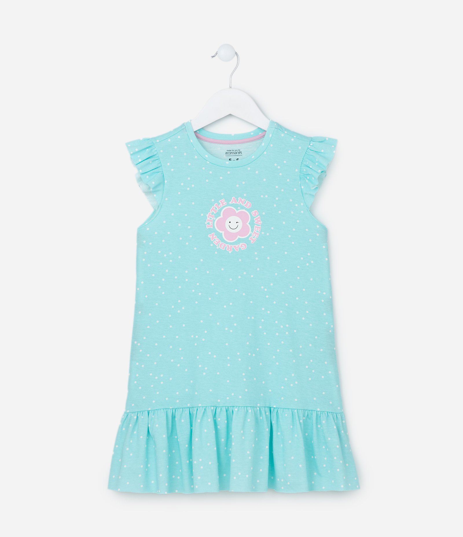 Camisola Infantil em Algodão com Estampa de Flor e Poá - Tam 4 a 12 anos Azul 1