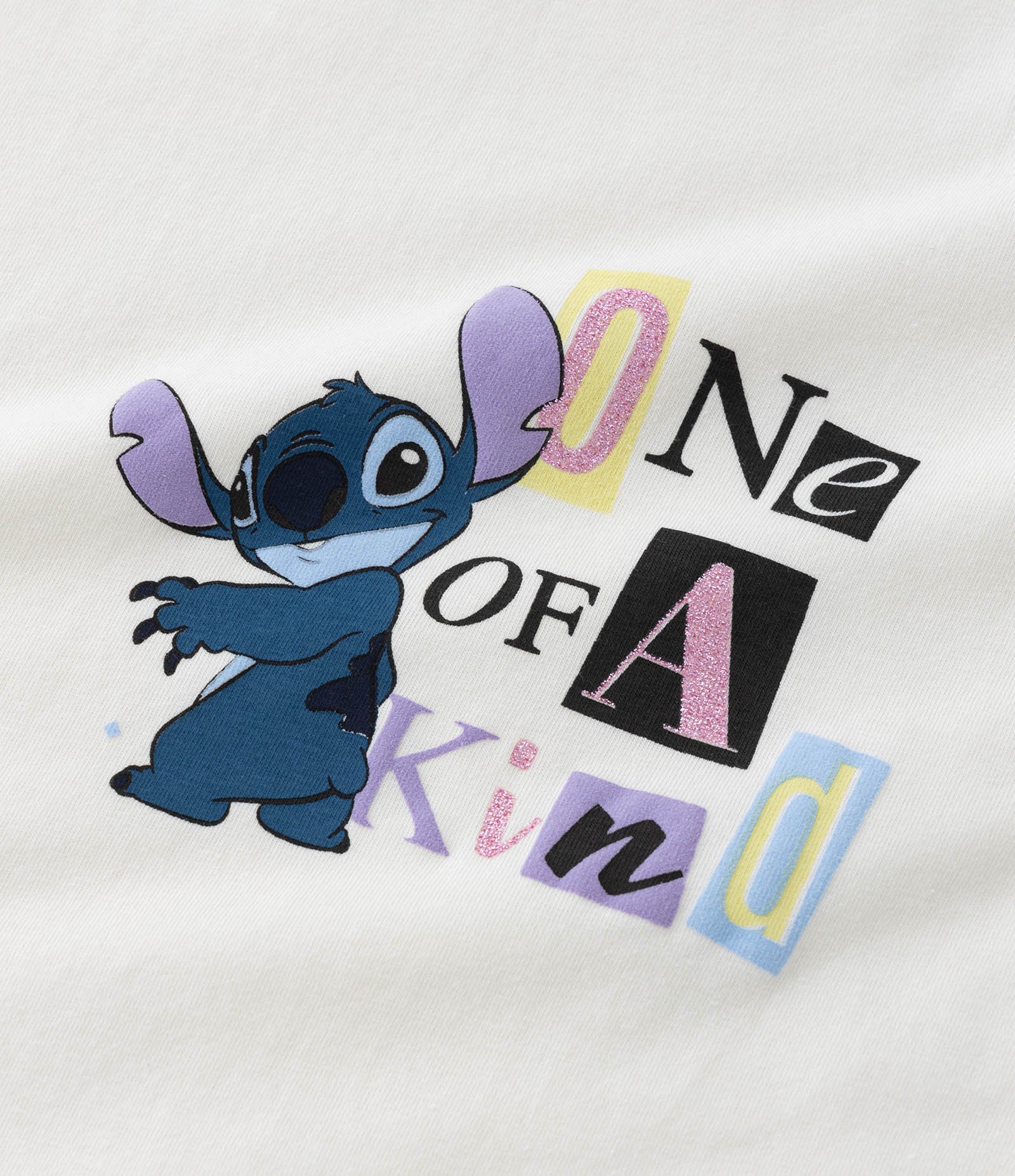 Camiseta Infantil em Algodão Estampa Doodles Stitch - Tam 5 a 14 anos Off White 3