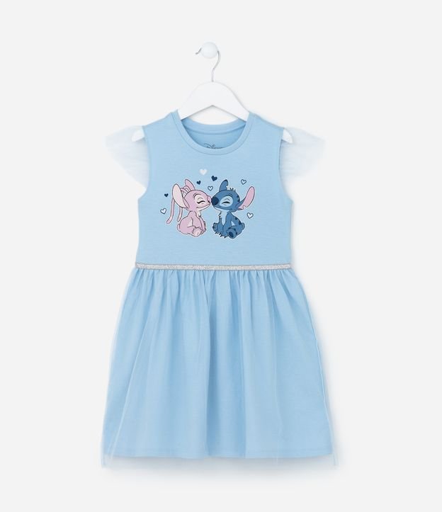 Camisola Infantil em Algodão com Estampa do Stitch e Angel - Tam 3 a 8 Anos