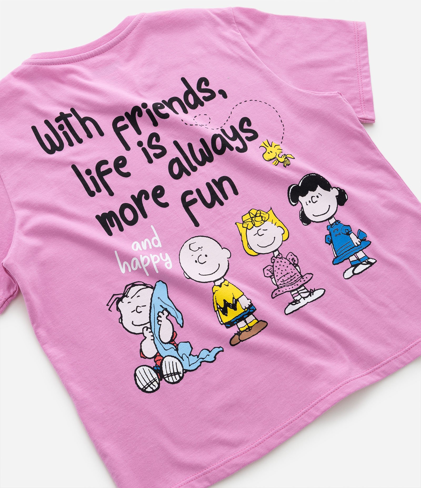 Camiseta Curta Infantil com Estampa Peanuts Snoopy - Tam 5 A 14 Anos Rosa 6