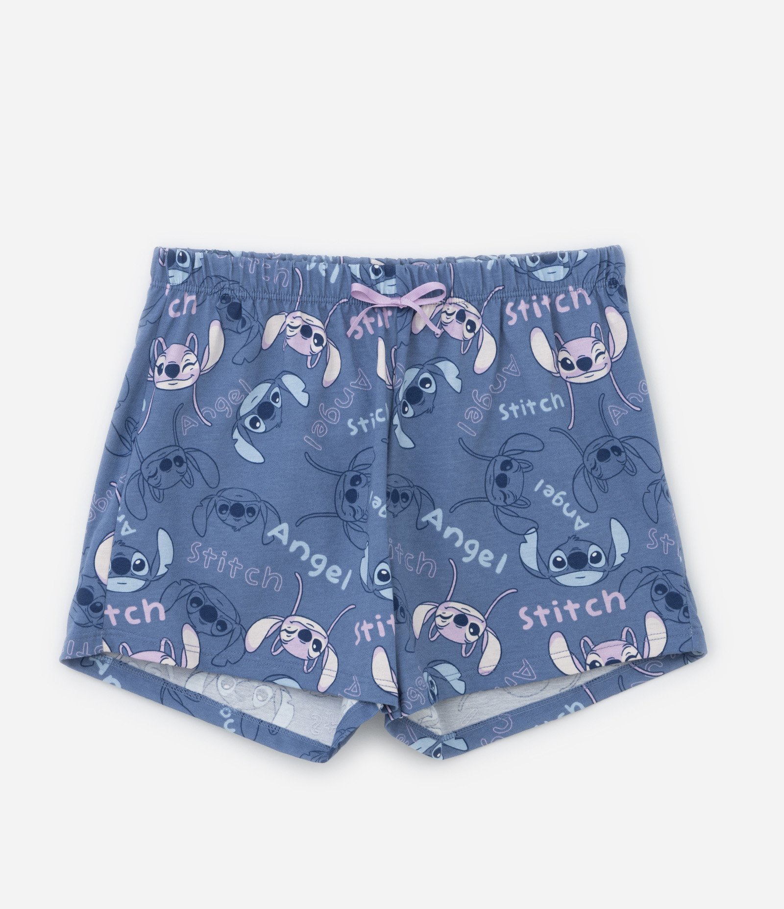 Pijama Infantil Curto em Algodão Estampa Stitch - Tam 5 a 14 anos Azul 4