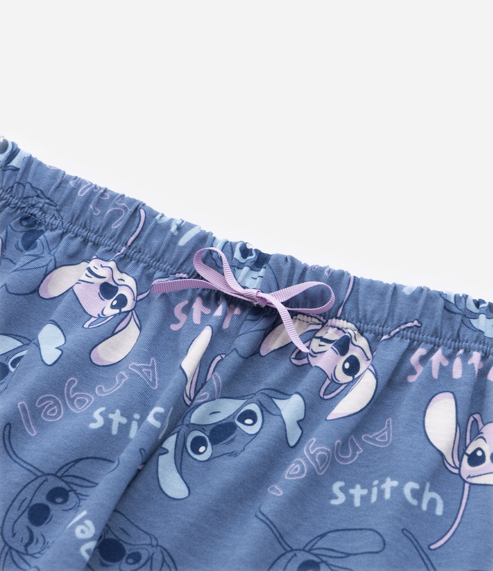 Pijama Infantil Curto em Algodão Estampa Stitch - Tam 5 a 14 anos Azul 7