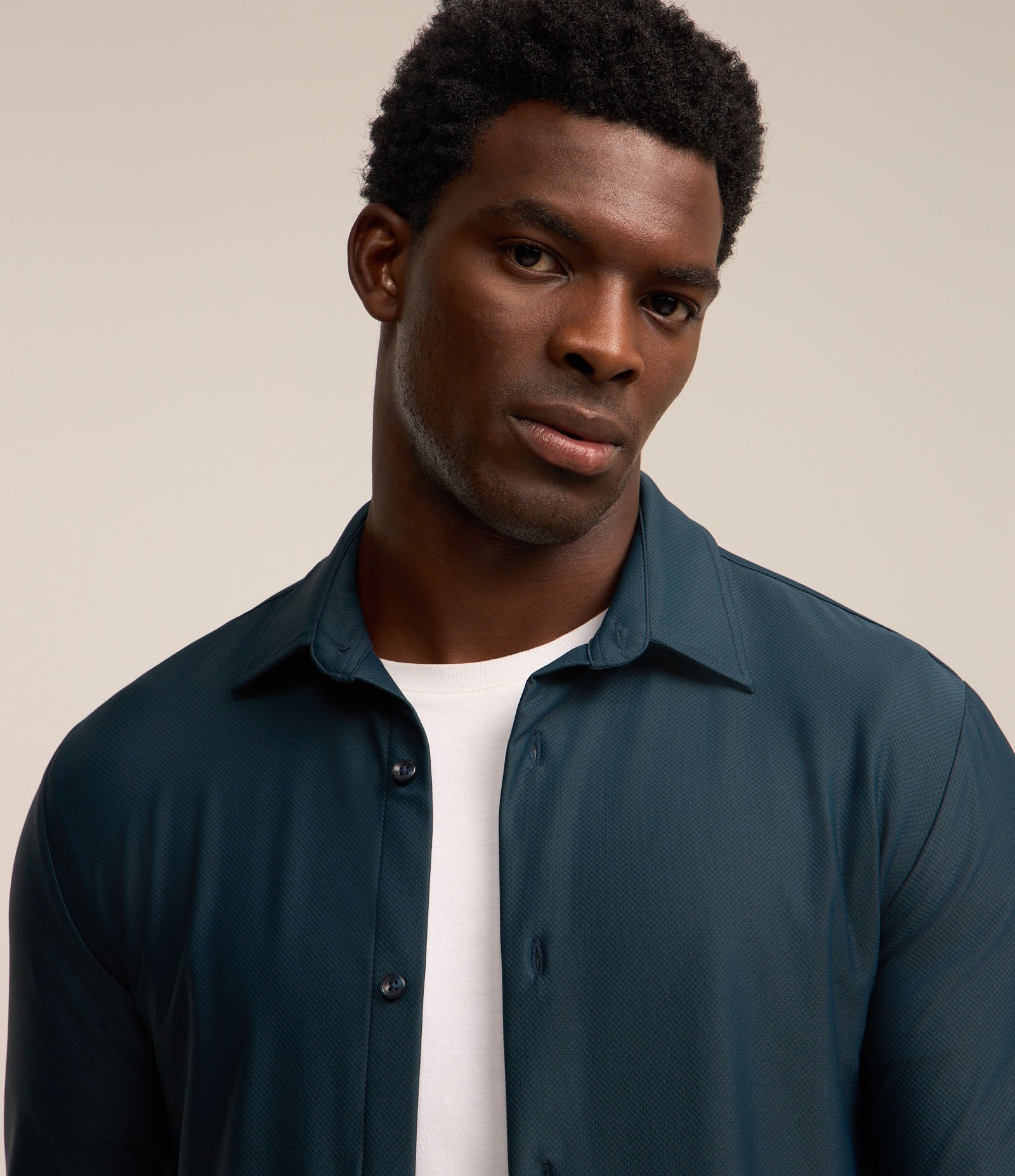 Camisa Performance com Manga Longa e Textura Azul 3