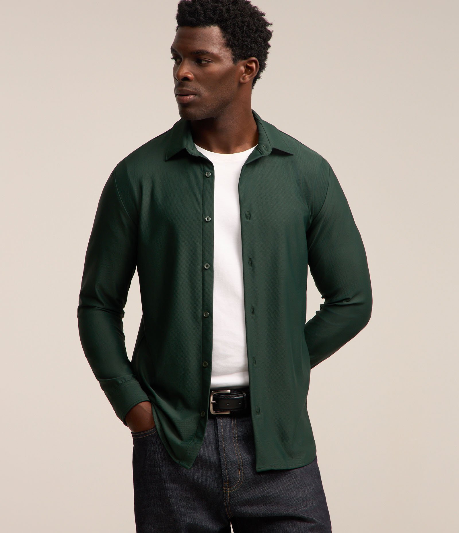 Camisa Performance com Manga Longa e Textura 1