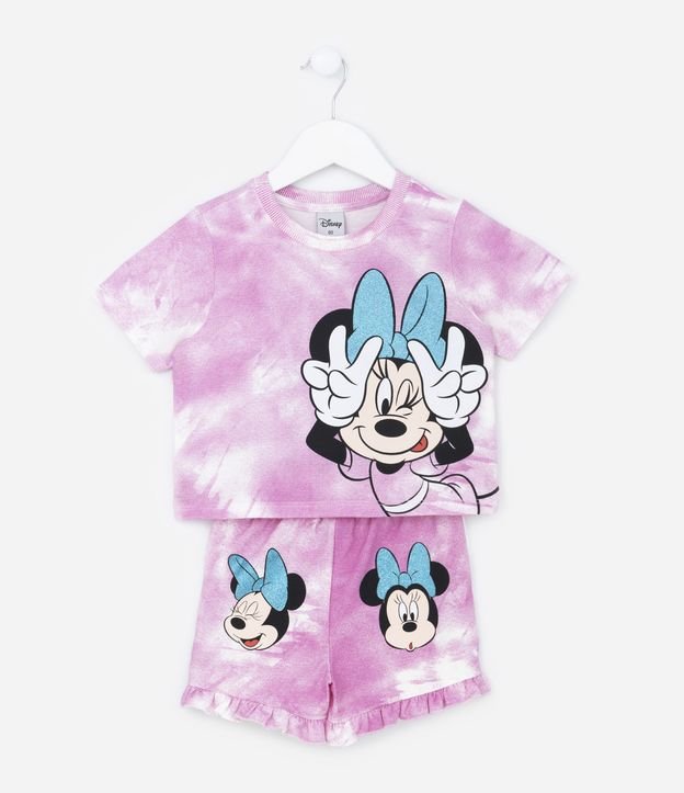 Conjunto Infantil em Moletinho Estampa Minnie e Tie Dye - Tam 1 a 5 anos