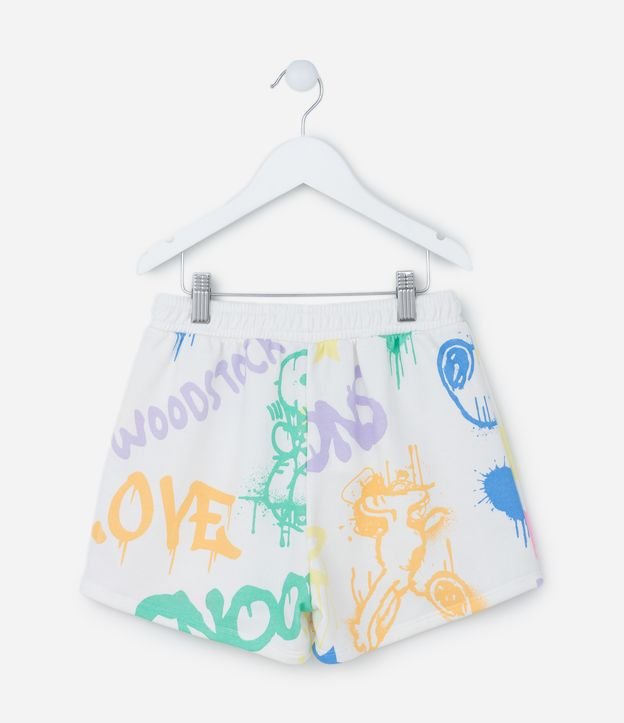 Short Infantil em Moletom Estampa Grafitada do Snoopy - Tam 5 a 14 anos