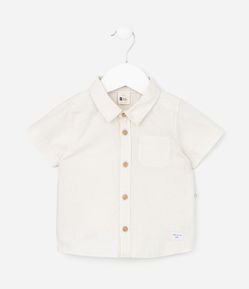 Camisa Polo Infantil em Linho com Bolsinho - Tam 0 a 18 meses