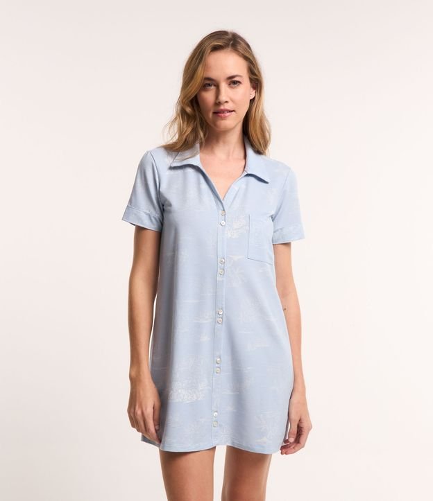 Camisola Americana Curta em Viscose com Bolsinho