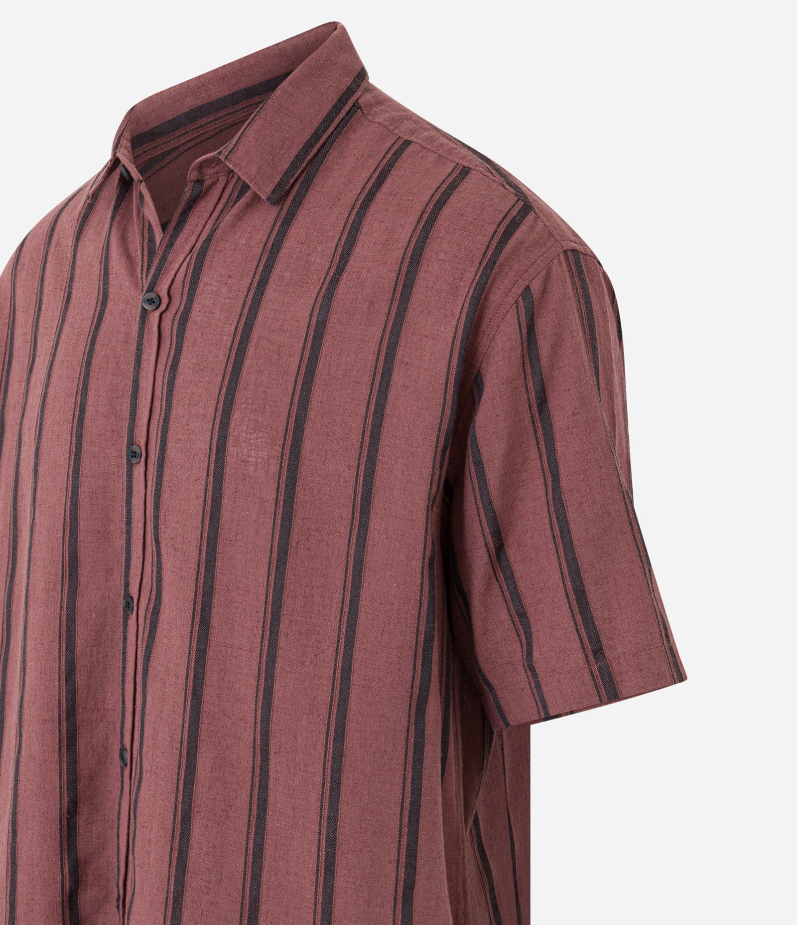 Camisa Relaxed com Textura de Tela e Listras Verticais com Cânhamo Marrom 6