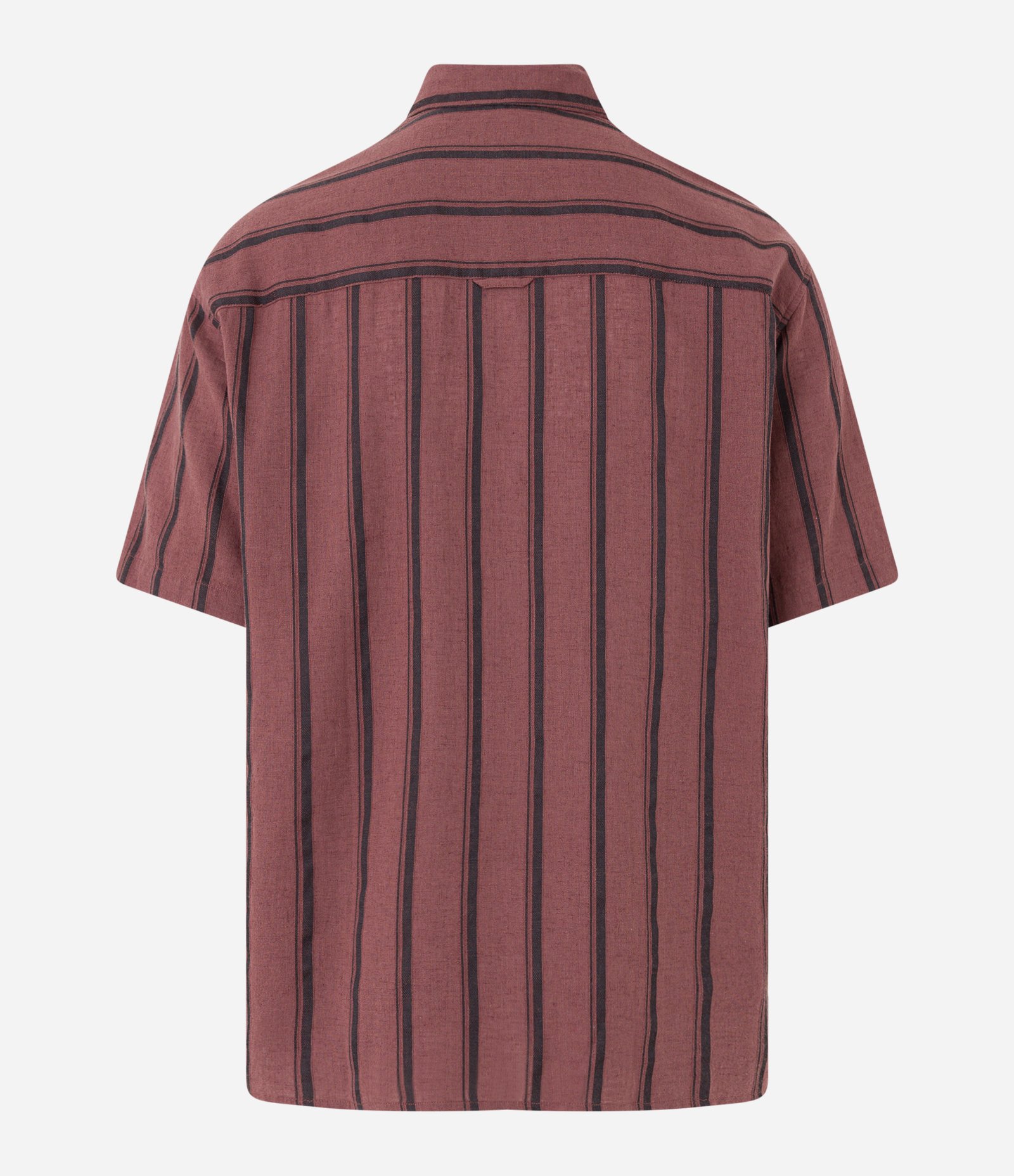 Camisa Relaxed com Textura de Tela e Listras Verticais com Cânhamo Marrom 7