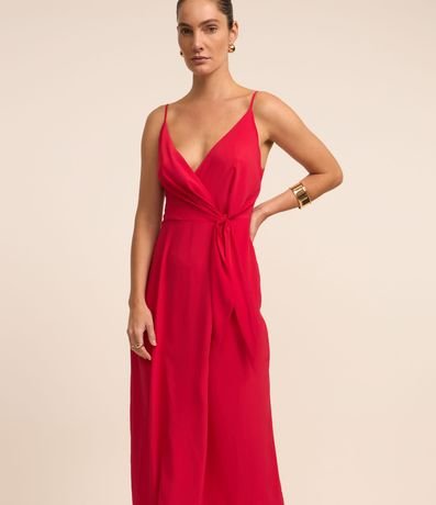 Vestido Midi em Crepe com Transpasse com Amarração Menor preço em Vestido Midi em Crepe com Transpasse com Amarração