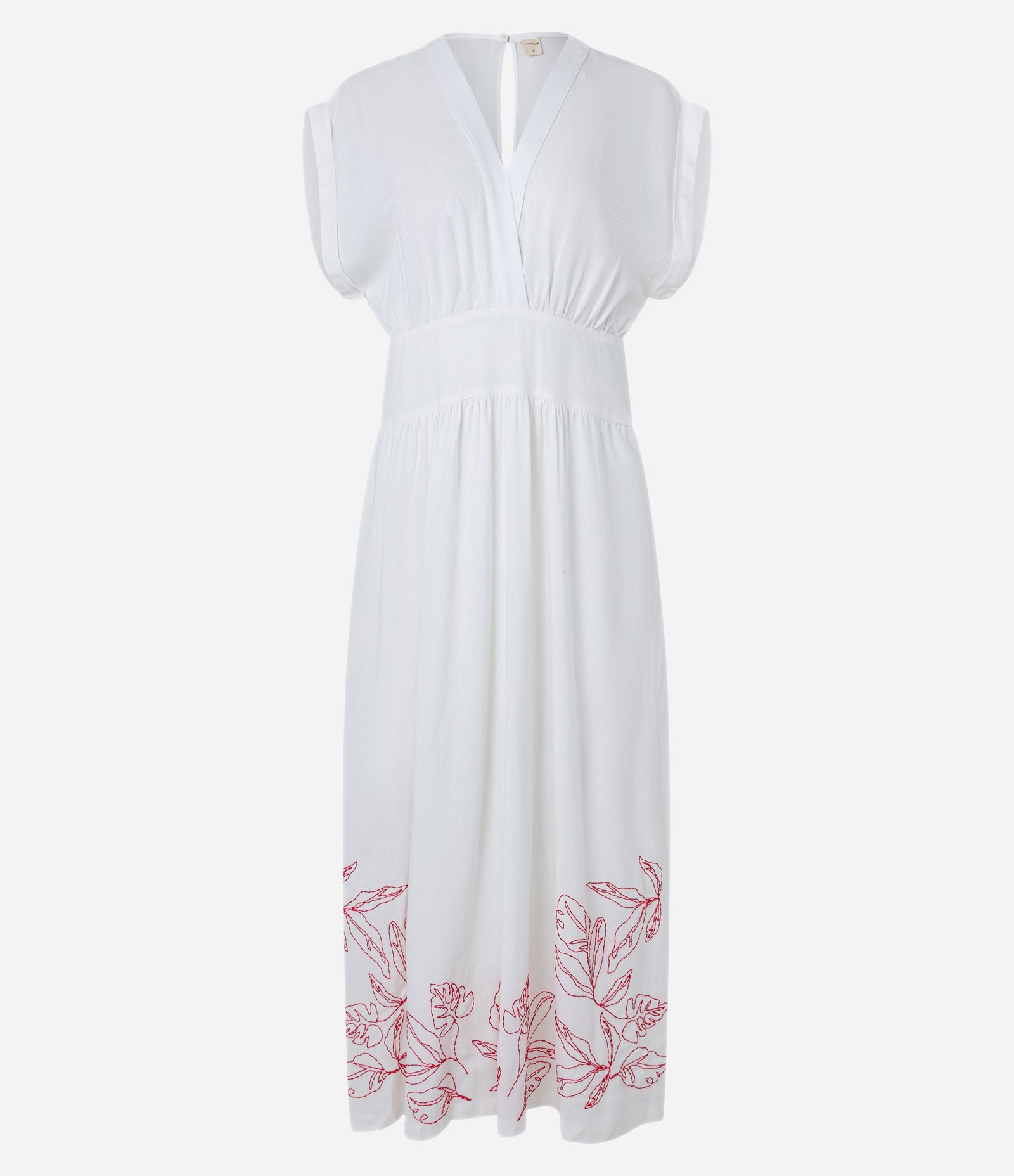 Vestido Midi em Viscolinho com Decote V e Bordado na Barra Branco Neve 8