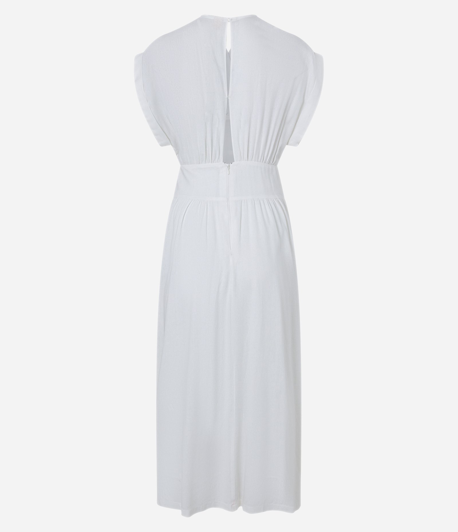 Vestido Midi em Viscolinho com Decote V e Bordado na Barra Branco Neve 9