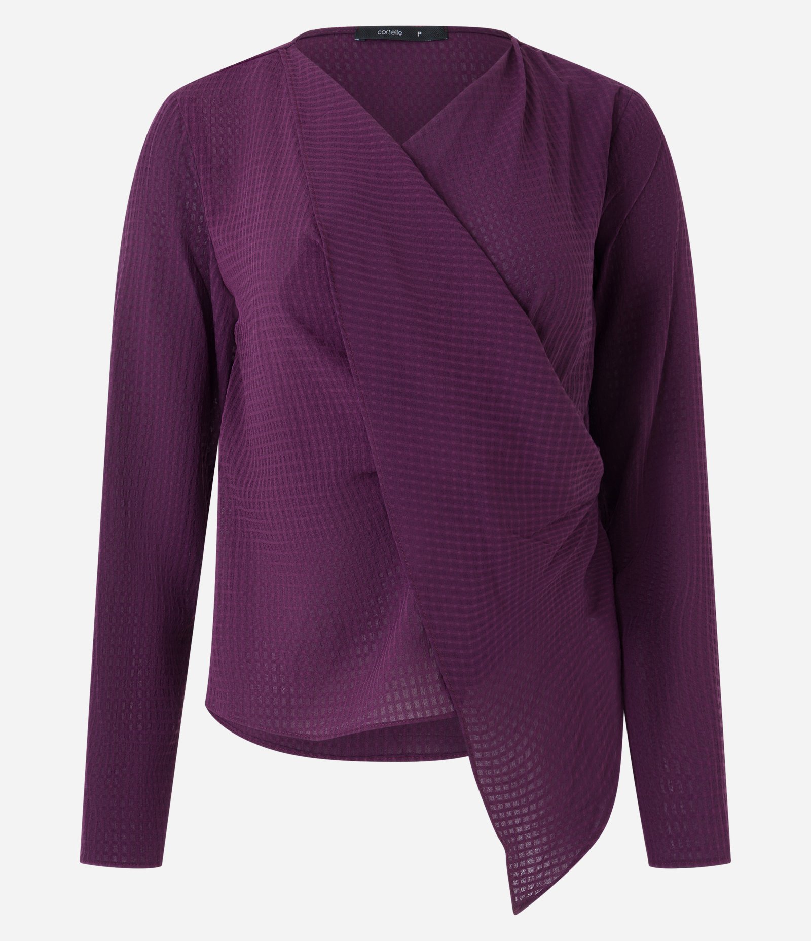 Blusa em Chiffon com Transpasse Frontal e Sobreposição com Ponta Roxo 5