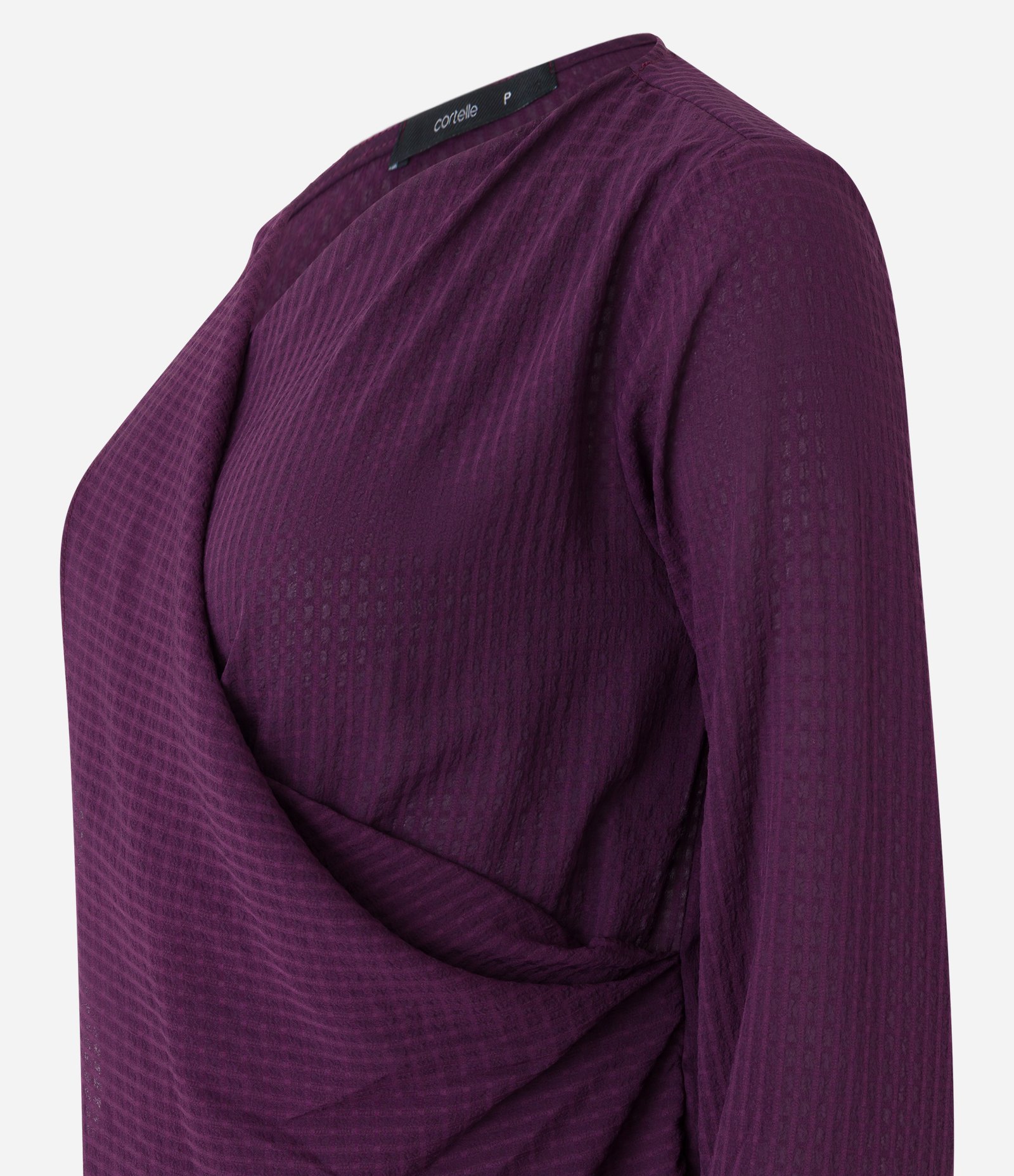 Blusa em Chiffon com Transpasse Frontal e Sobreposição com Ponta Roxo 6