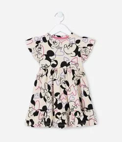 Vestido Infantil em Algodão com Babados e Estampa Minnie - Tam 1 a 6 anos