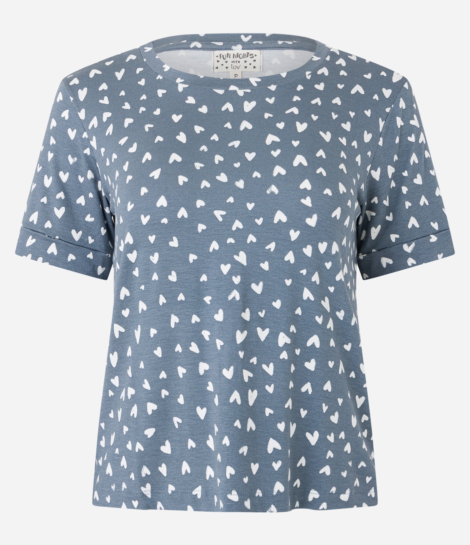 Blusa de Pijama com Estampa de Corações Azul 4