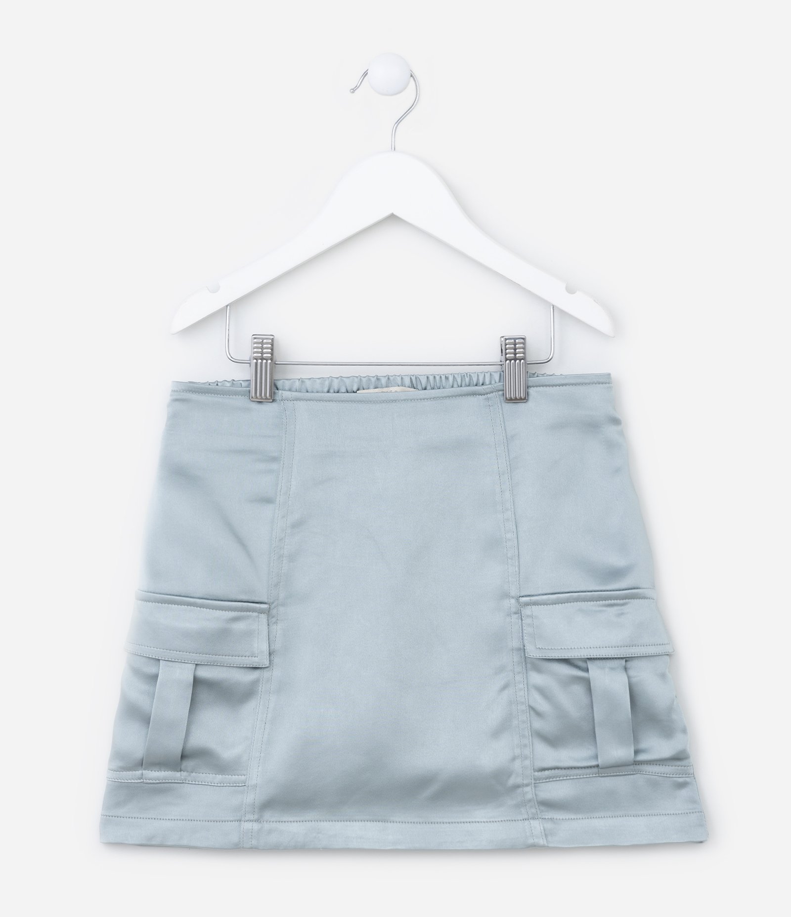 Saia Infantil em Cetim com Bolsos Cargo - Tam 5 a 14 Anos Azul 1