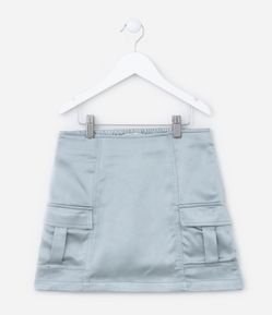 Saia Infantil em Cetim com Bolsos Cargo - Tam 5 a 14 Anos