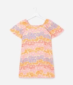 Vestido Infantil com Estampa Floral - Tam 5 a 14 Anos