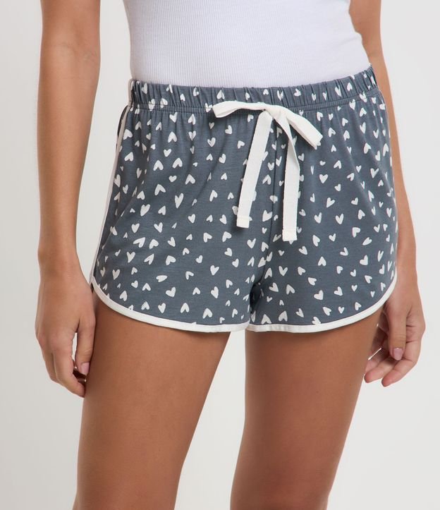 Short de Pijama em Viscose com Estampa Corações