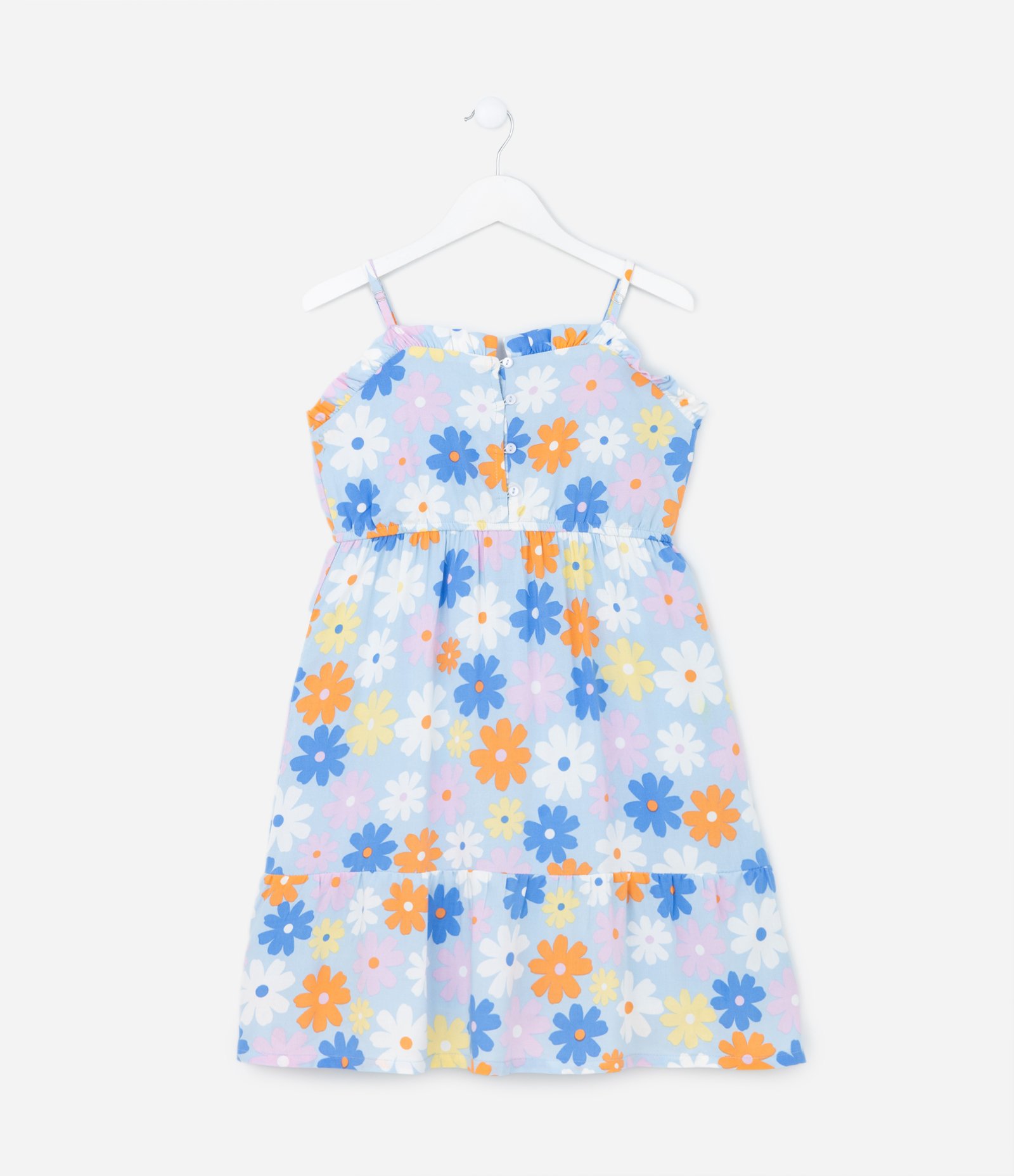 Vestido Infantil com Botões e Estampa Floral - Tam 5 a 14 Anos Multicores 1