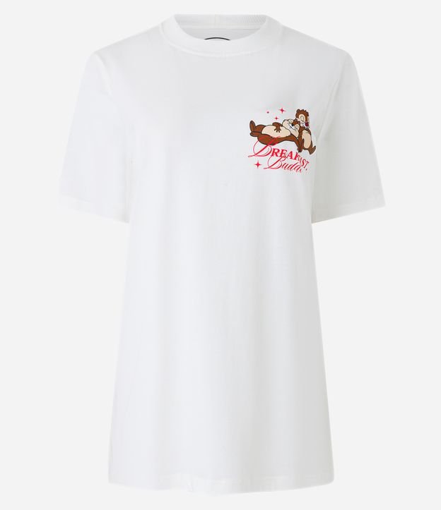 Camiseta Manga Curta em Algodão com Tico e Teco Estampados Branco 6