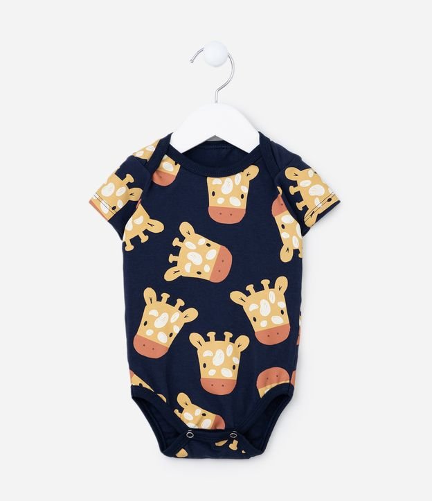 Body Infantil em Algodão com Estampa Carinha de Girafa - Tam 0 a 18 meses