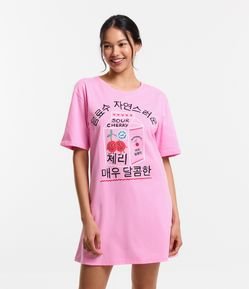 Camisola Curta em Algodão com Estampa Cerejas