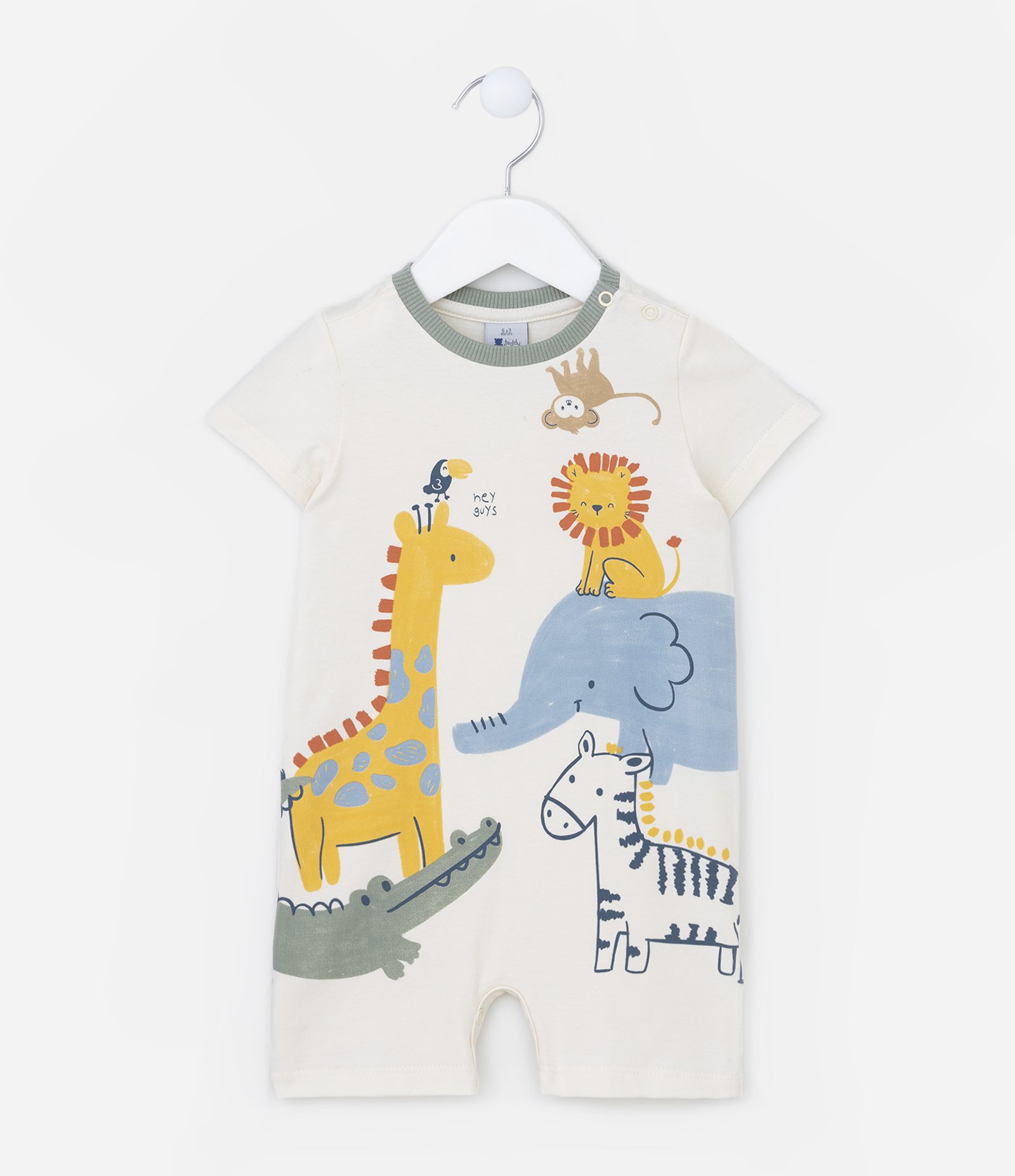 Macaquinho Curto Infantil com Estampa de Bichinhos - Tam 0 a 18 meses Off White 1