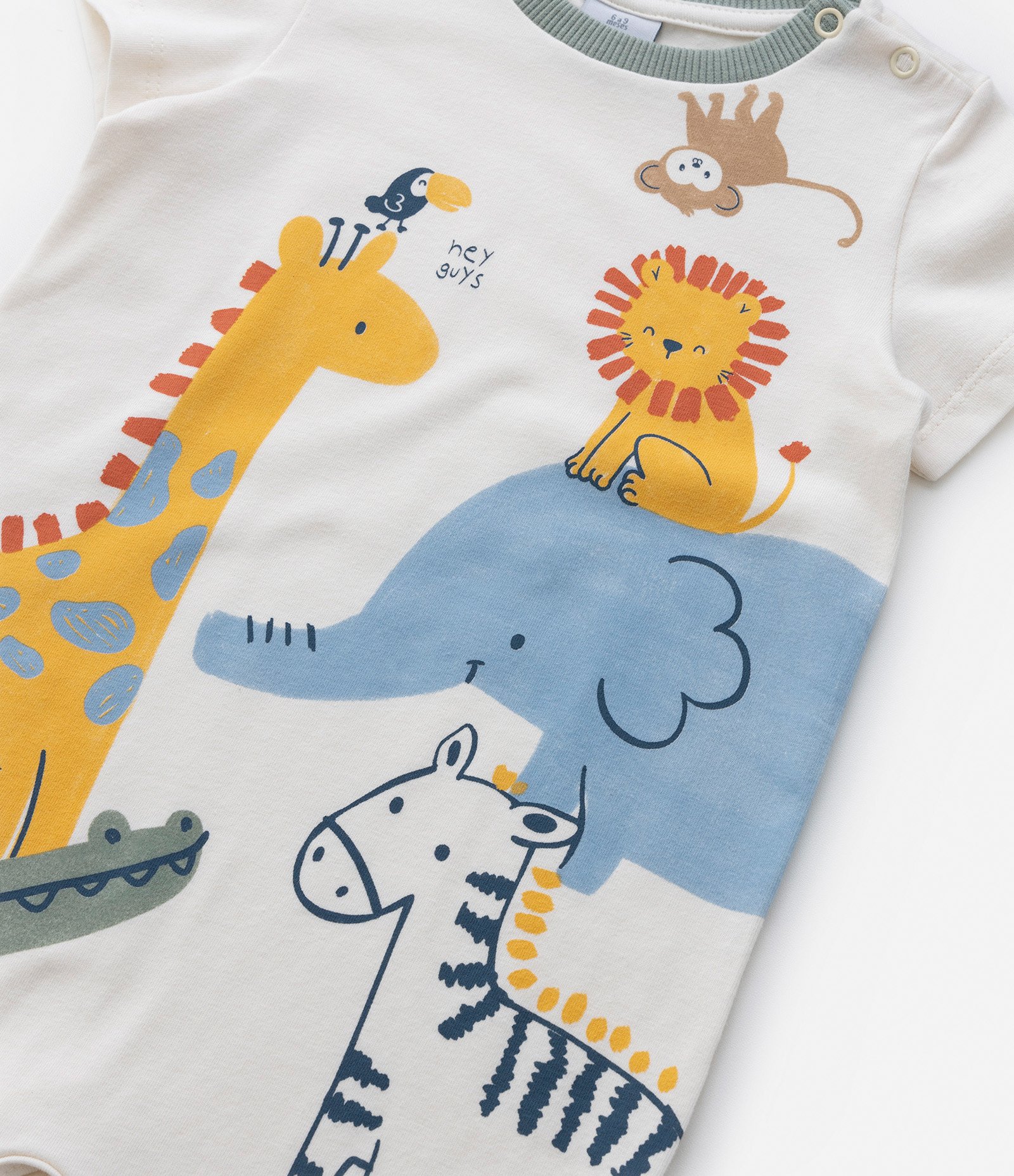 Macaquinho Curto Infantil com Estampa de Bichinhos - Tam 0 a 18 meses Off White 5