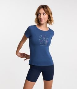 Camiseta Esportiva em Viscose com Lettering Body Mind Earth