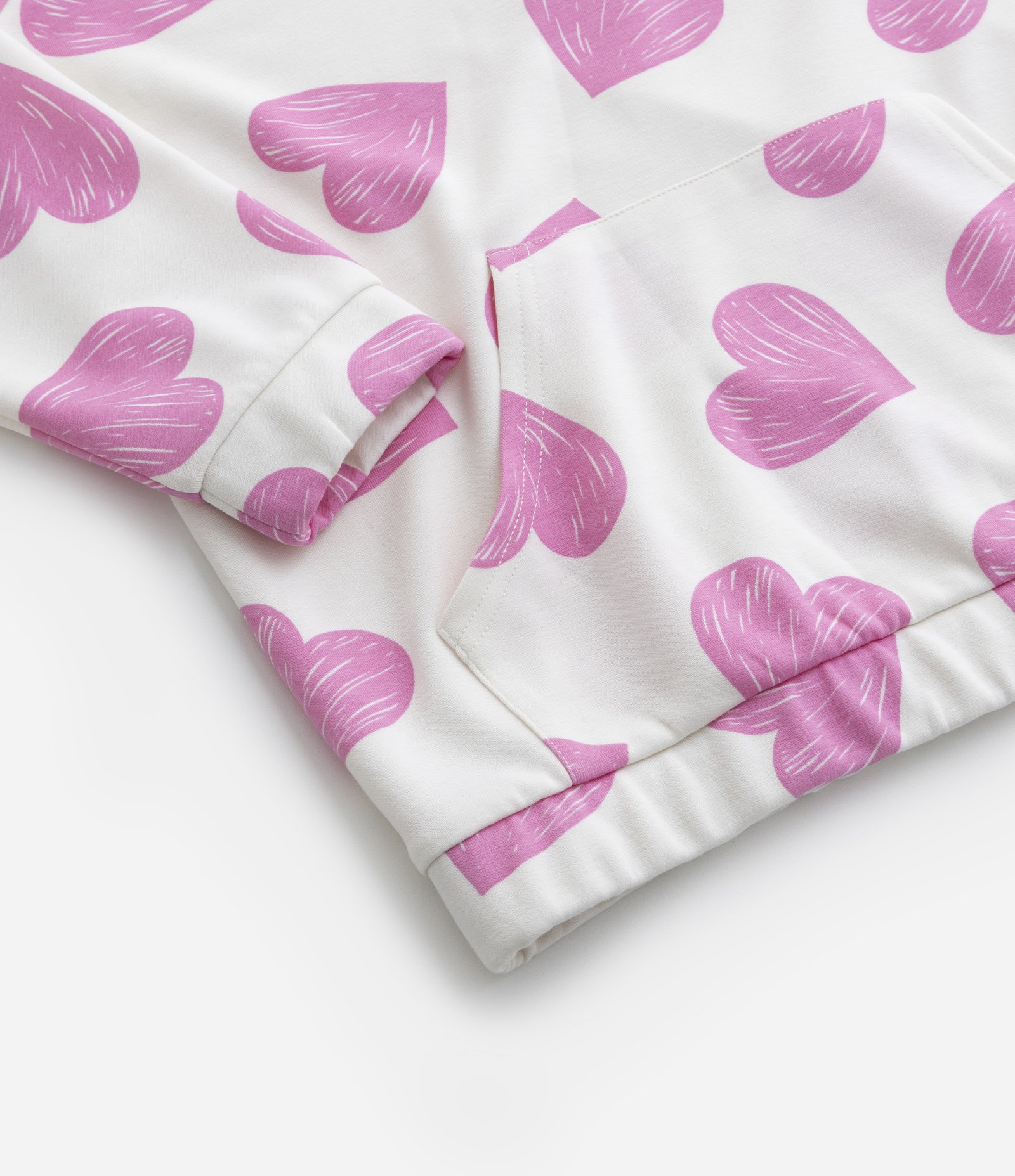 Blusão Canguru Infantil com Estampa Corações - Tam 5 a 14 anos Bege/Rosa 5