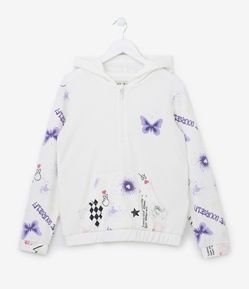 Blusão Canguru Infantil com Estampa Doodles - Tam 5 a 14 anos