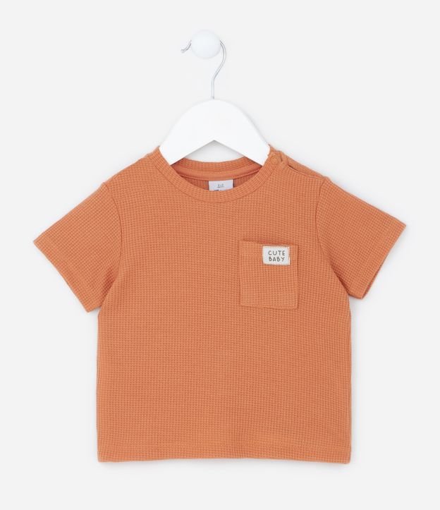 Camiseta Infantil em Algodão Texturizada - Tam 0 a 18 meses