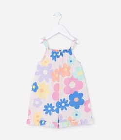 Macaquinho Infantil com Babados e Estampa Floral - Tam 1 a 5 Anos