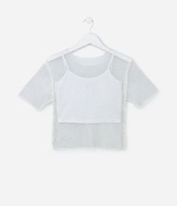 Blusa Cropped Infantil com Sobreposição - Tam 5 a 14 Anos