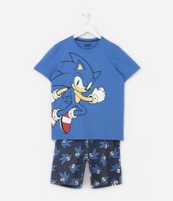 Pijama Infantil com Estampa do Sonic - Tam 5 a 12 anos