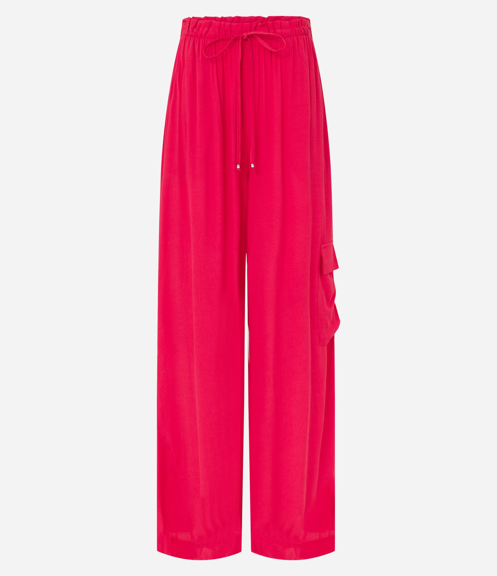 Calça Fluida em Viscose com Bolso Cargo Lateral Vermelho Coral 5