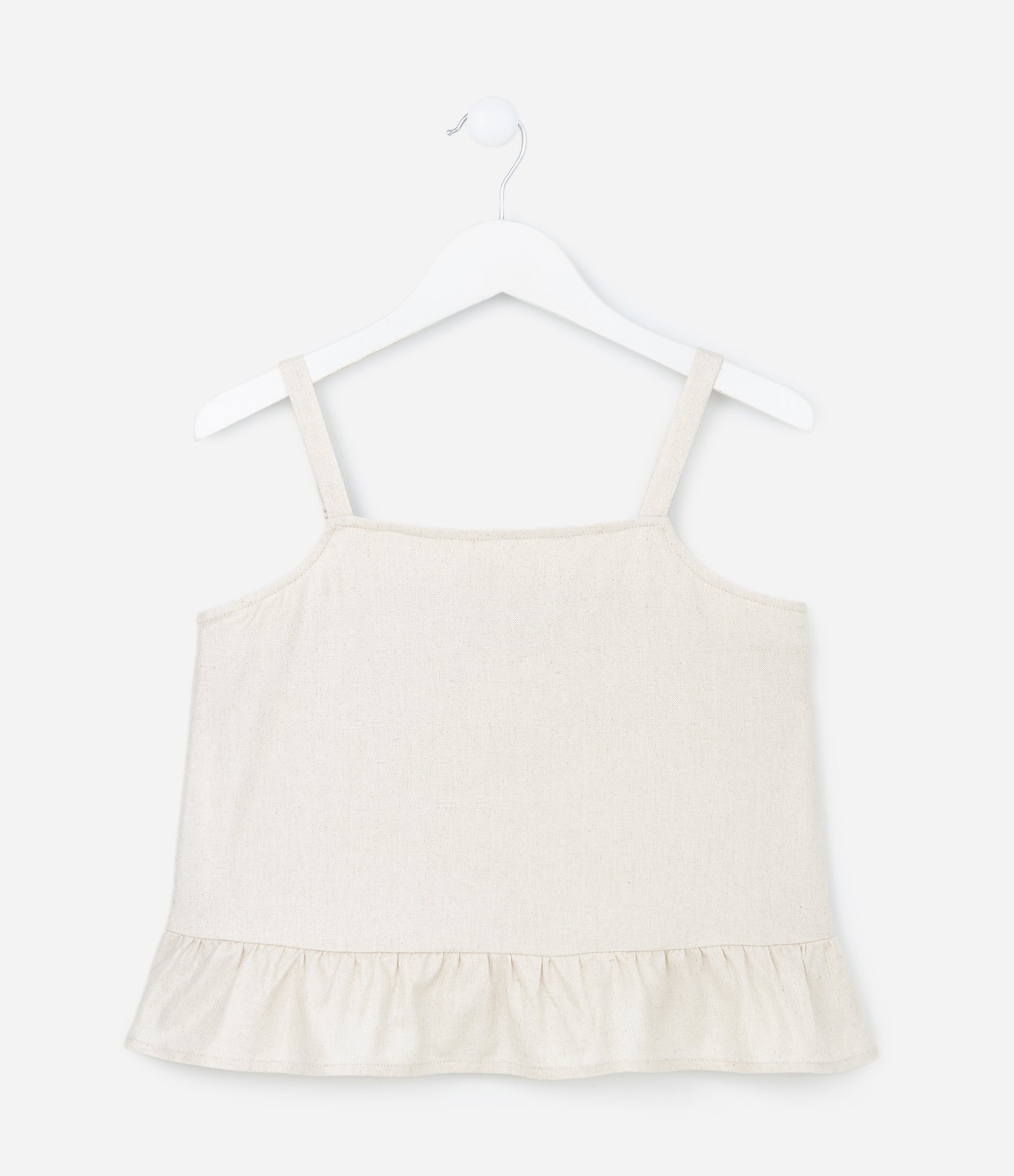 Blusa Infantil em Viscolinho com Babadinho - Tam 5 a 14 Anos Bege 1