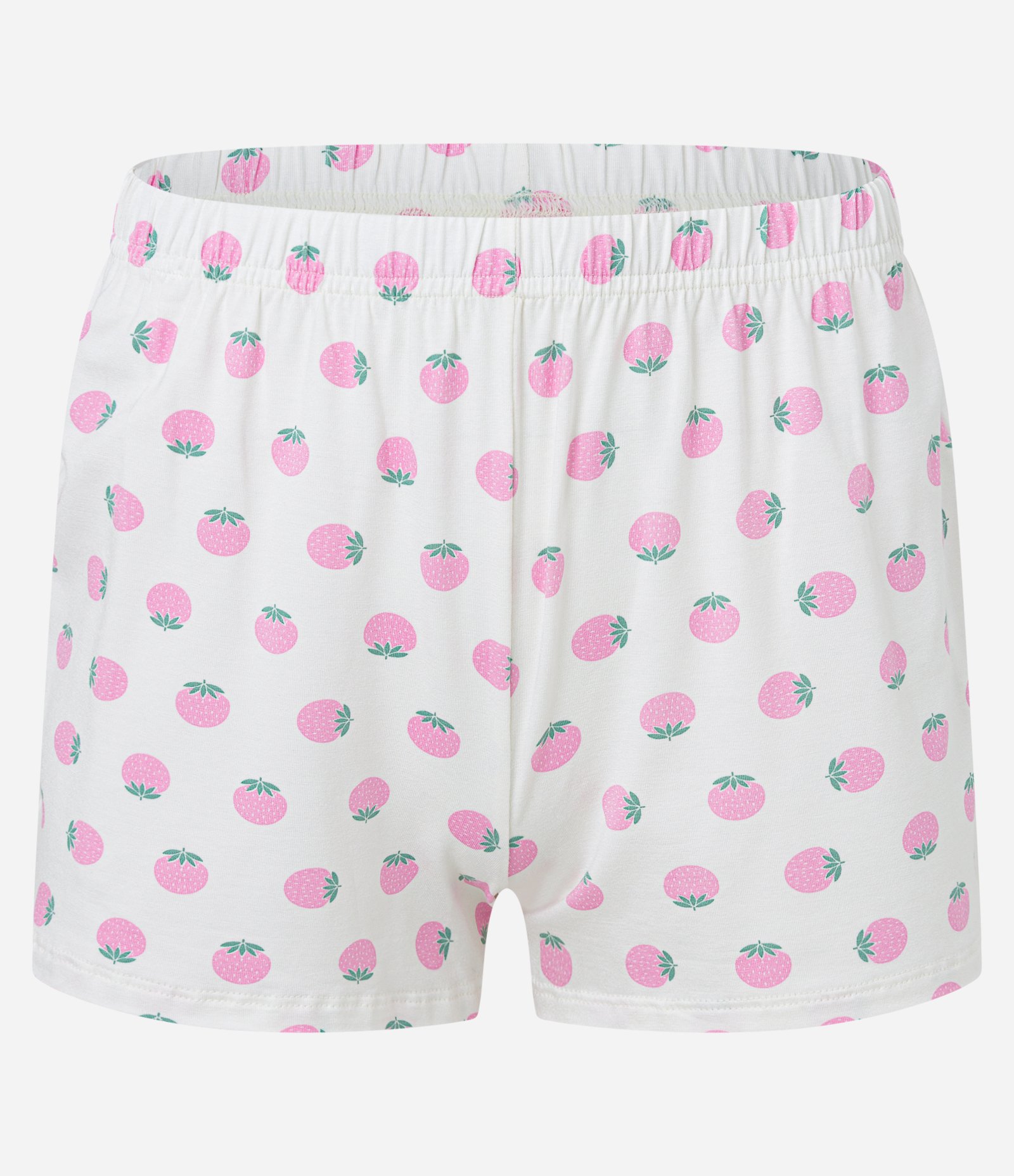 Pijama Short Doll em Ribana com Morangos Estampados Rosa/Branco 6