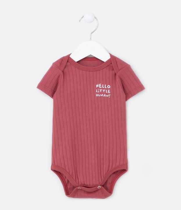 Body Infantil em Algodão Canelado com Lettering no Peito - Tam 0 a 18 meses