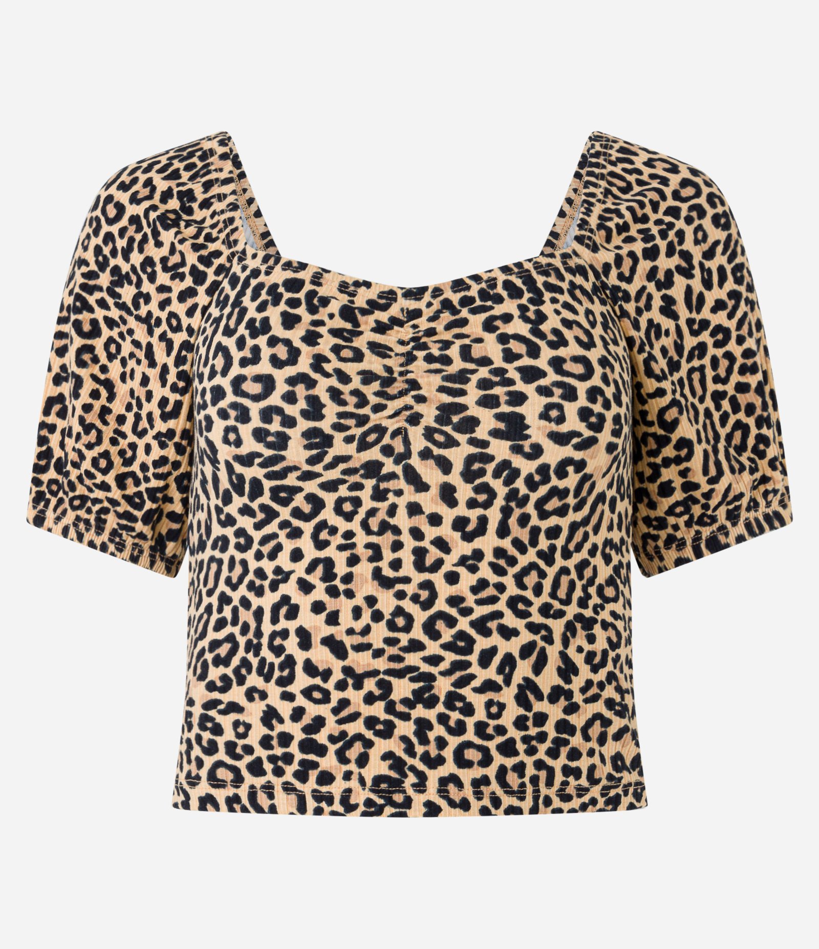 Blusa em Ribana com Manga Bufante e Estampa Animal Print Marrom 5