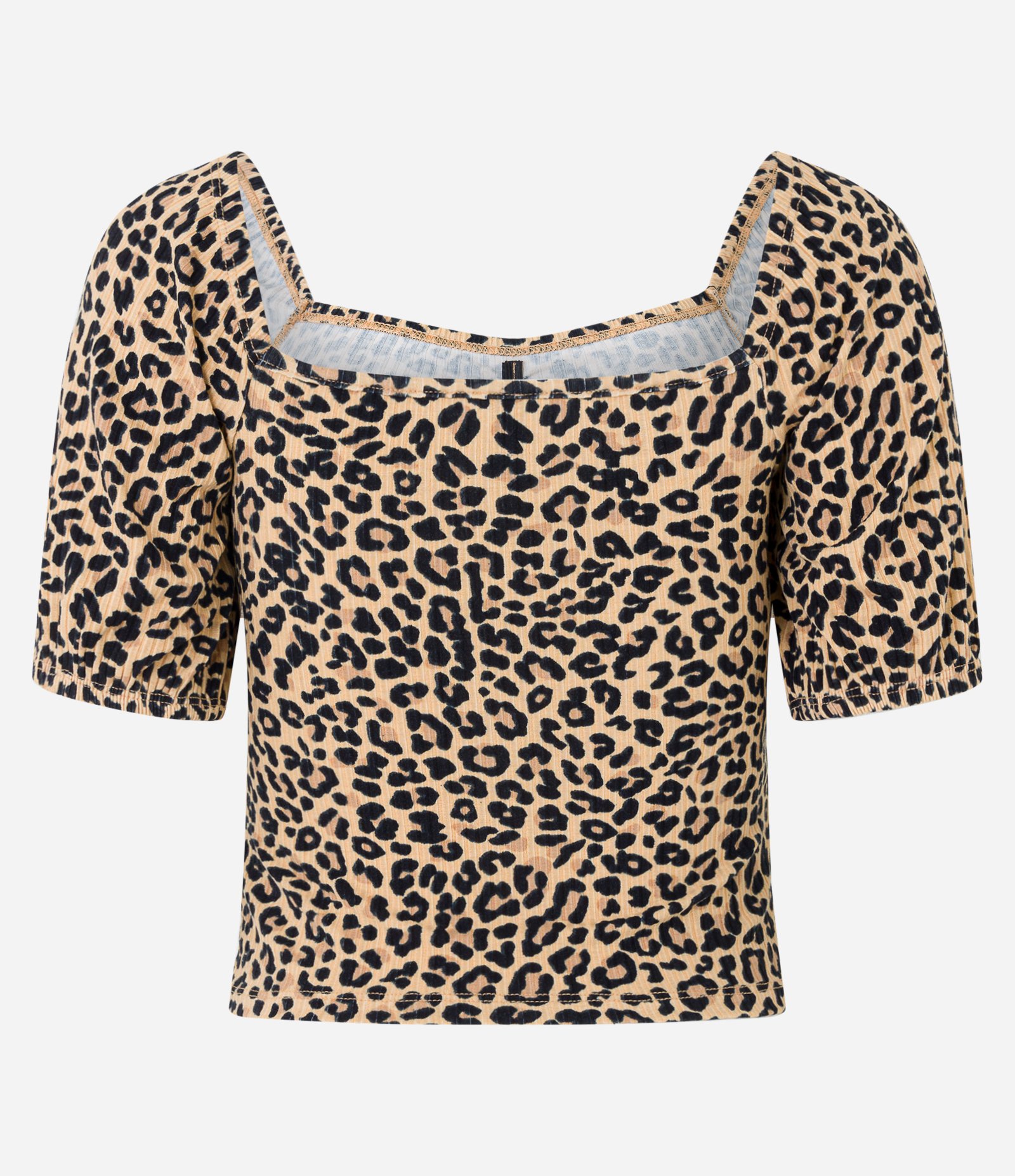 Blusa em Ribana com Manga Bufante e Estampa Animal Print Marrom 7