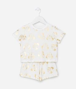 Conjunto Infantil com Estampa da Minnie em Foil - Tam 1 a 5 Anos